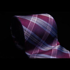 Daniel Cremieux - Burgundy Plaid Made in Italy 100% Silk Tie 3.5"W x 62"L (Long)